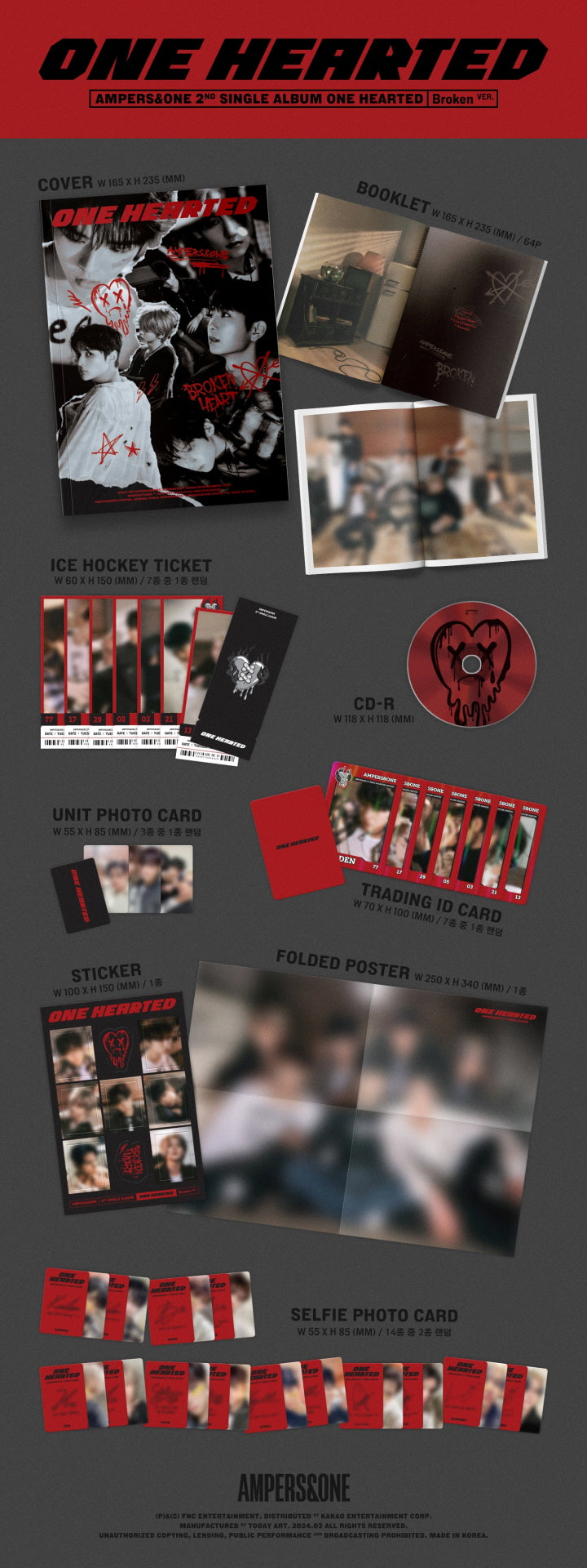 AMPERS&ONE - [ONE HEARTED] 2nd Single Album 2 Version SET 