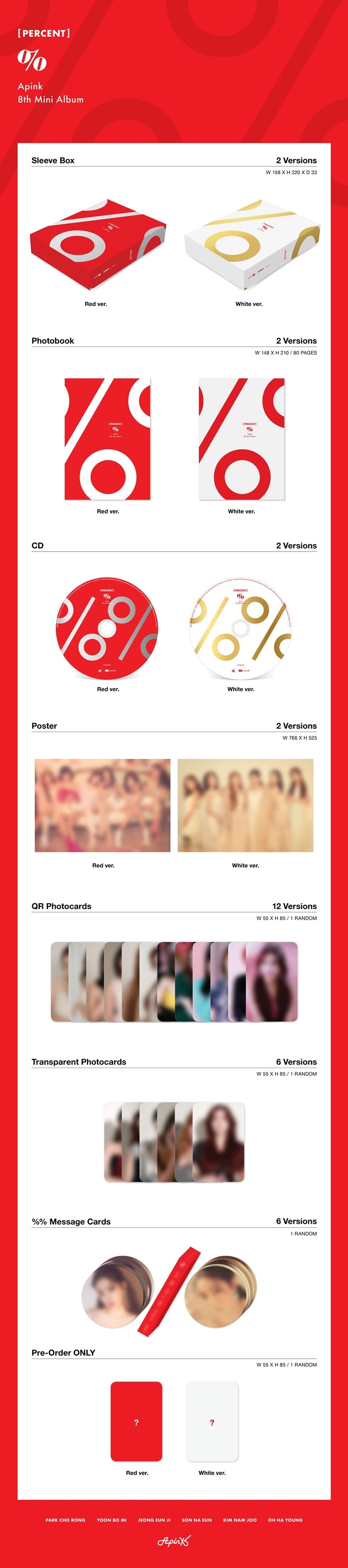 ◇Apink 8th Mini Album 『% Percent』 Red Ver. 直筆サイン非売CD◇韓国-